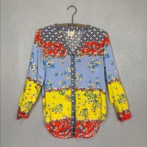 Fig and Flower bright mixed floral print blouse